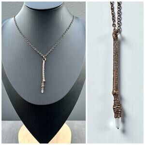 Crystal Wand Necklace Bronze Tone Witchy Spell Fantasy Mystical The Copper Newt